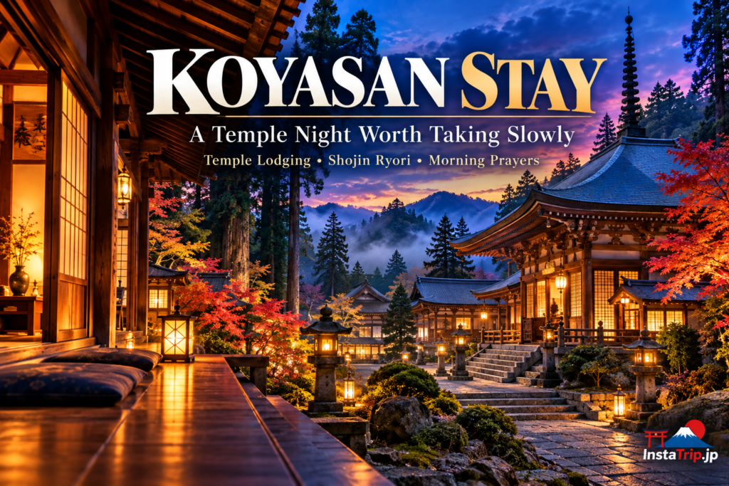 Koyasan temple stay in Wakayama Japan with Buddhist temple lodging and autumn scenery