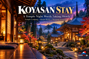 Koyasan temple stay in Wakayama Japan with Buddhist temple lodging and autumn scenery